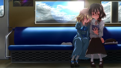 Девушка, книга, чтение, автомобиль, небо, восход солнца, тишина