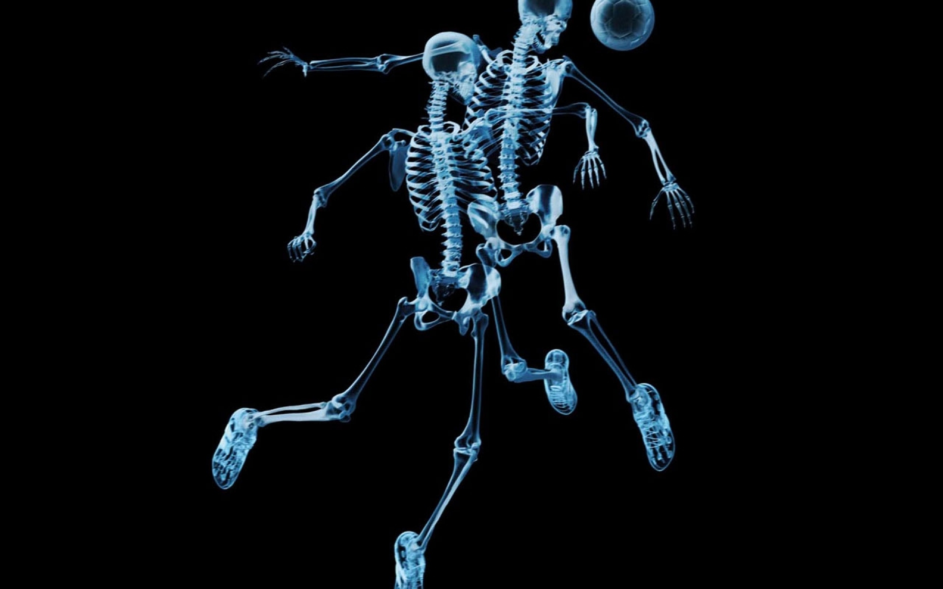 Картинки Скелеты, мяч, футбол, рентген, фотография фото и обои на рабочий стол
