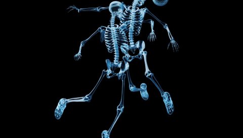 Скелеты, мяч, футбол, рентген, фотография