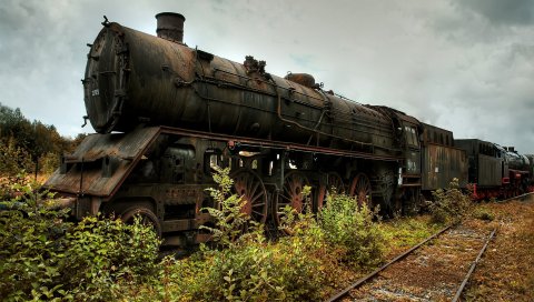 Локомотив, старый, железнодорожный