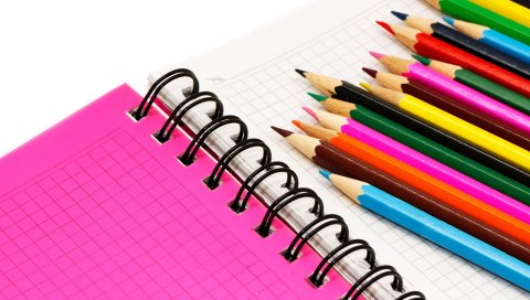 Цветные карандаши, карандаш, позитив, ноутбук, фотография