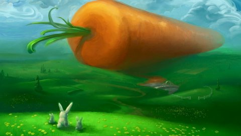 Кролики, морковь, огромный, сюрприз, ожидание