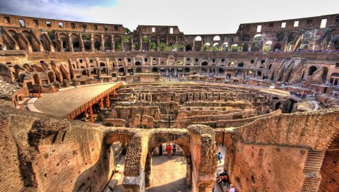 Colosseum, внутренний вид, камень, италия, rome, hdr