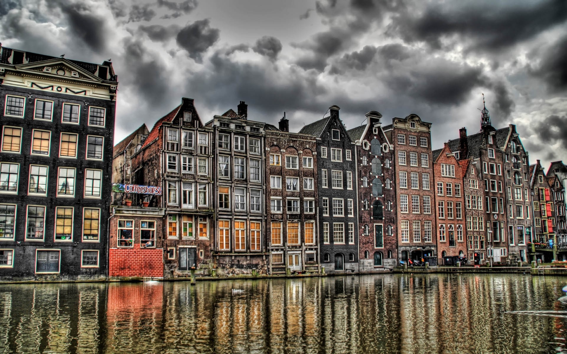 Картинки Дом, Голландия, река, здания, hdr фото и обои на рабочий стол