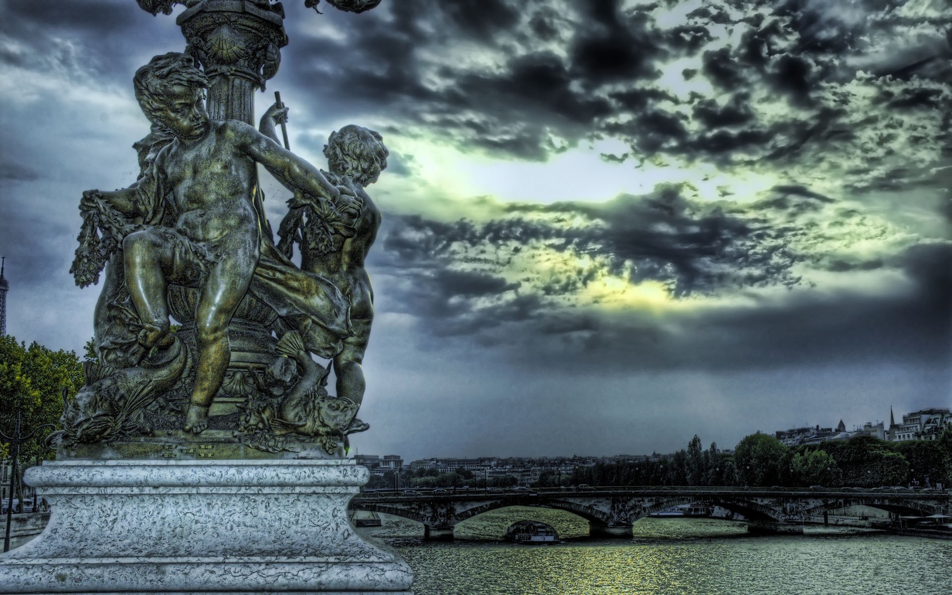 Картинки Санкт-Петербург, скульптура, металл, река, мост, hdr фото и обои на рабочий стол
