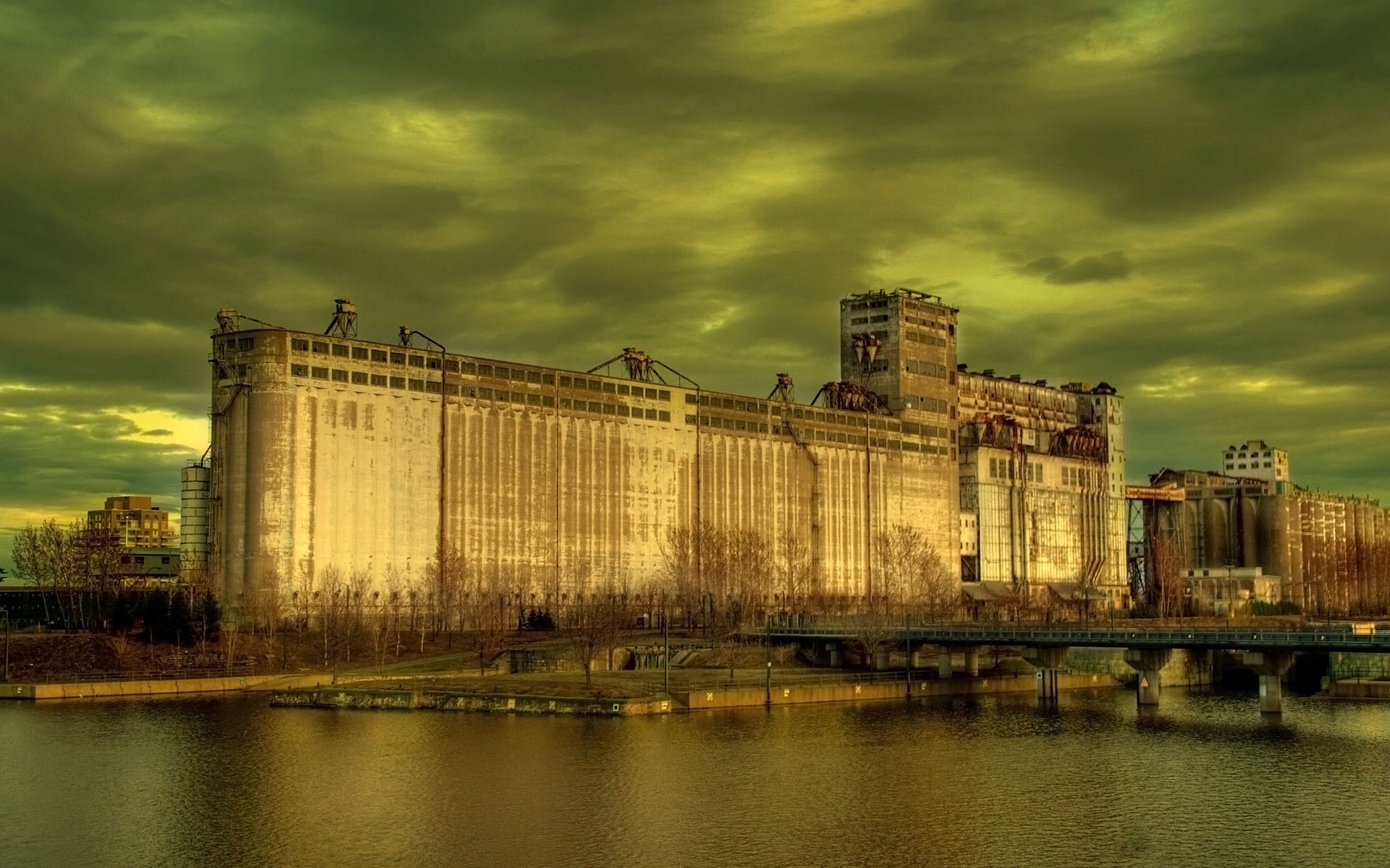 Картинки Завод, река, производство, строительство, камень, hdr фото и обои на рабочий стол