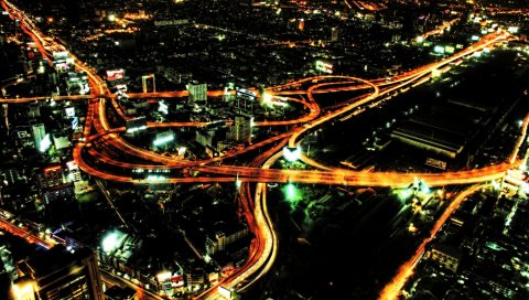 Город, свет, огни, города, дороги