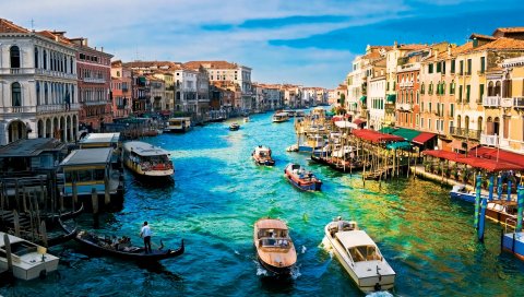 Италия, Венеция, река, дом, пристань