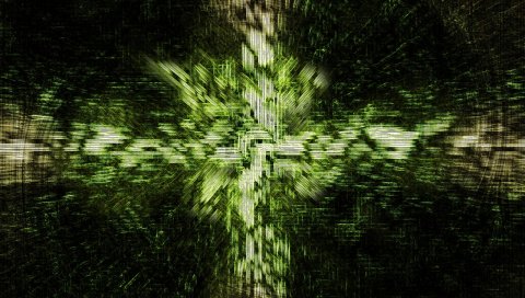 Крест, форма, свет, блестящий, черный, зеленый, иллюзия