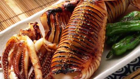 Морепродукты, осьминоги, щупы