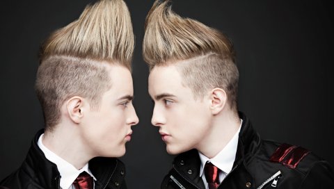 Jedward, блондинки, стрижки, взгляд, лица