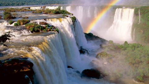 Iguassu падает, аргентина, радуга, растительность