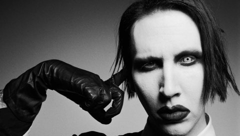 Marilyn manson, лицо, макияж, перчатки, стрижка