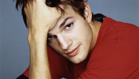 Ashton kutcher, boy, cute, brown-eyed, face, tshirt