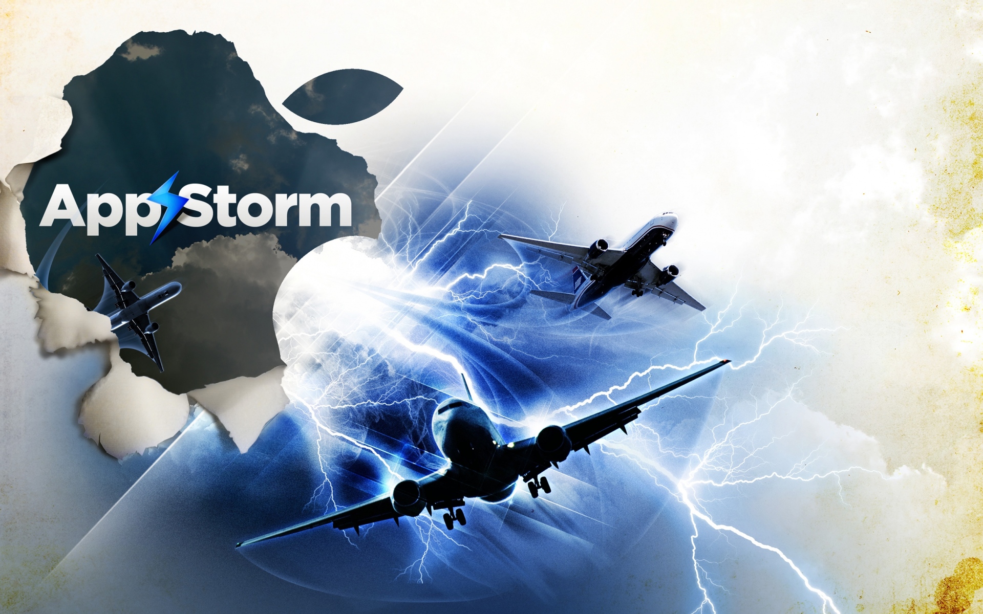 Картинки App storm, apple, mac, aircraft, серый, синий, белый, полет фото и обои на рабочий стол