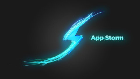 App storm, apple, mac, blue, neon