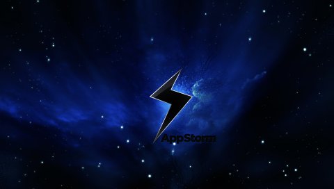 App storm, apple, mac, space, stars, sky, black, blue