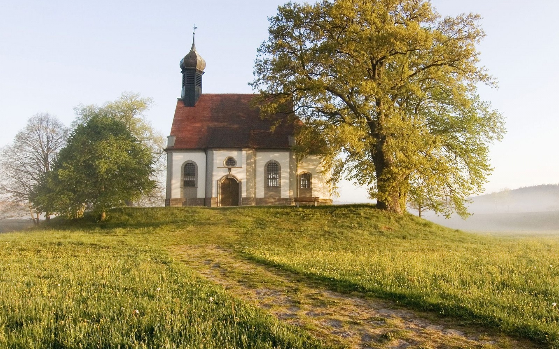 Картинки Часовня, бавария, германия, деревья, поляна фото и обои на рабочий стол