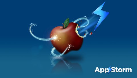 App store, apple, mac, фрукты, вращение, молния, ветер