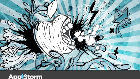 App storm, apple, mac, пожирающий, вектор, синий, белый