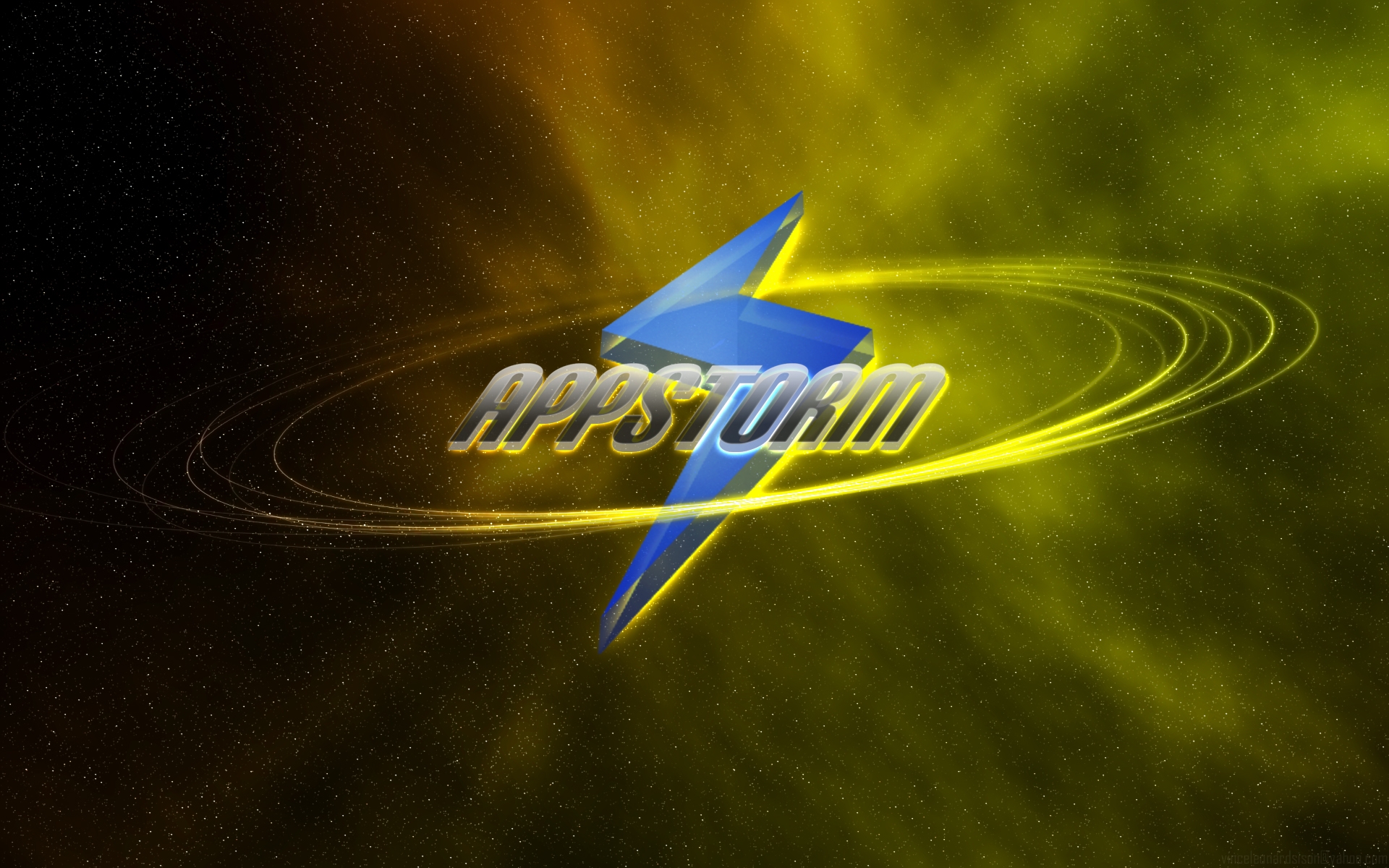 Картинки App storm, apple, mac, yellow, dark, flying, spinning фото и обои на рабочий стол
