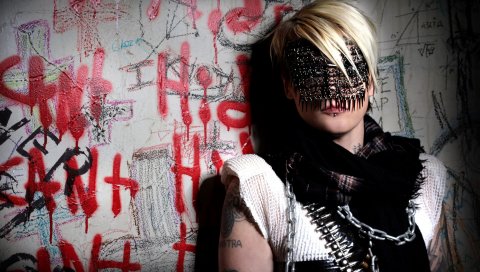 Otep, девушка, блондинка, стена, тату