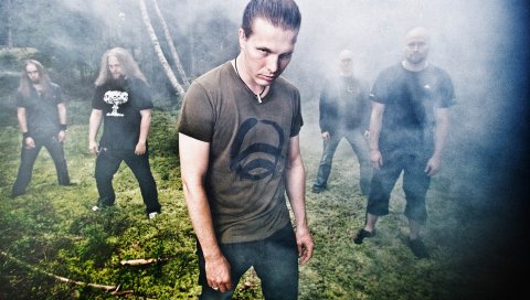 Omnium gatherum, дым, лес, группа, футболки