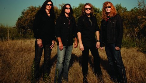 Megadeth, группа, солнечный свет, очки, тень