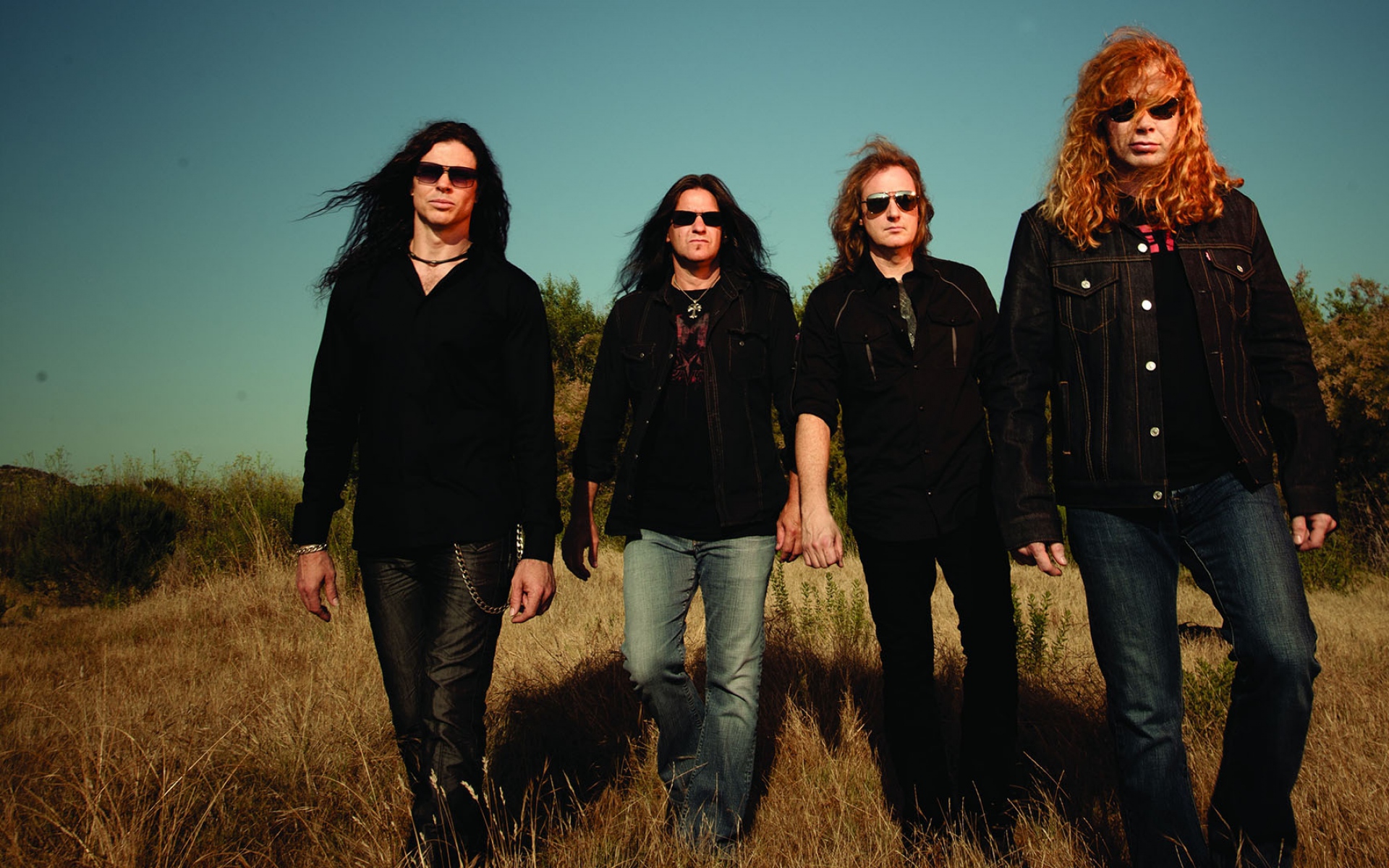 Картинки Megadeth, волосы, рокеры, небо, очки фото и обои на рабочий стол