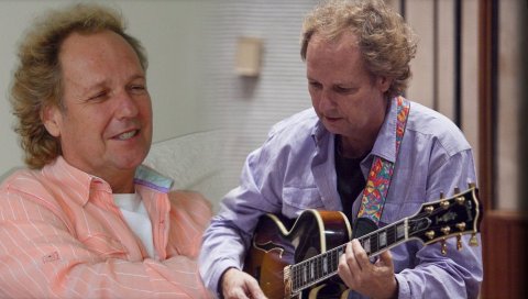 Lee ritenour, гитара, рубашка, свет, волосы