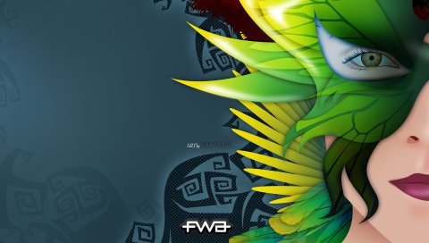 Fwa, девушка, портрет, зеленый, темный