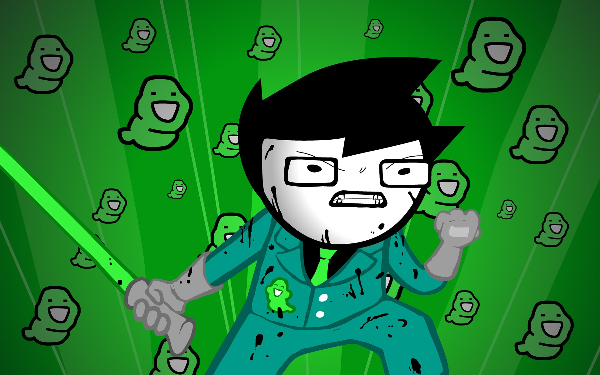 Картинки Зеленый, фигура, агрессия, стиль, homestuck фото и обои на рабочий стол