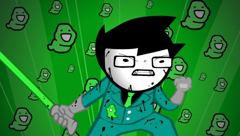 Зеленый, фигура, агрессия, стиль, homestuck