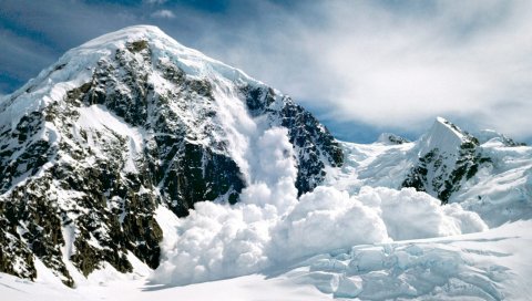 Аляска, горы, снег, лавина