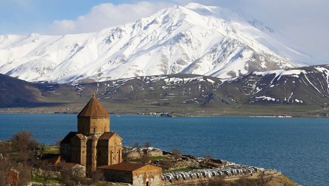 Остров, озеро, горы, вода, структура, побережье