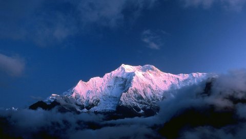 Himalayas, nepal, горы, вершина, облака, снег