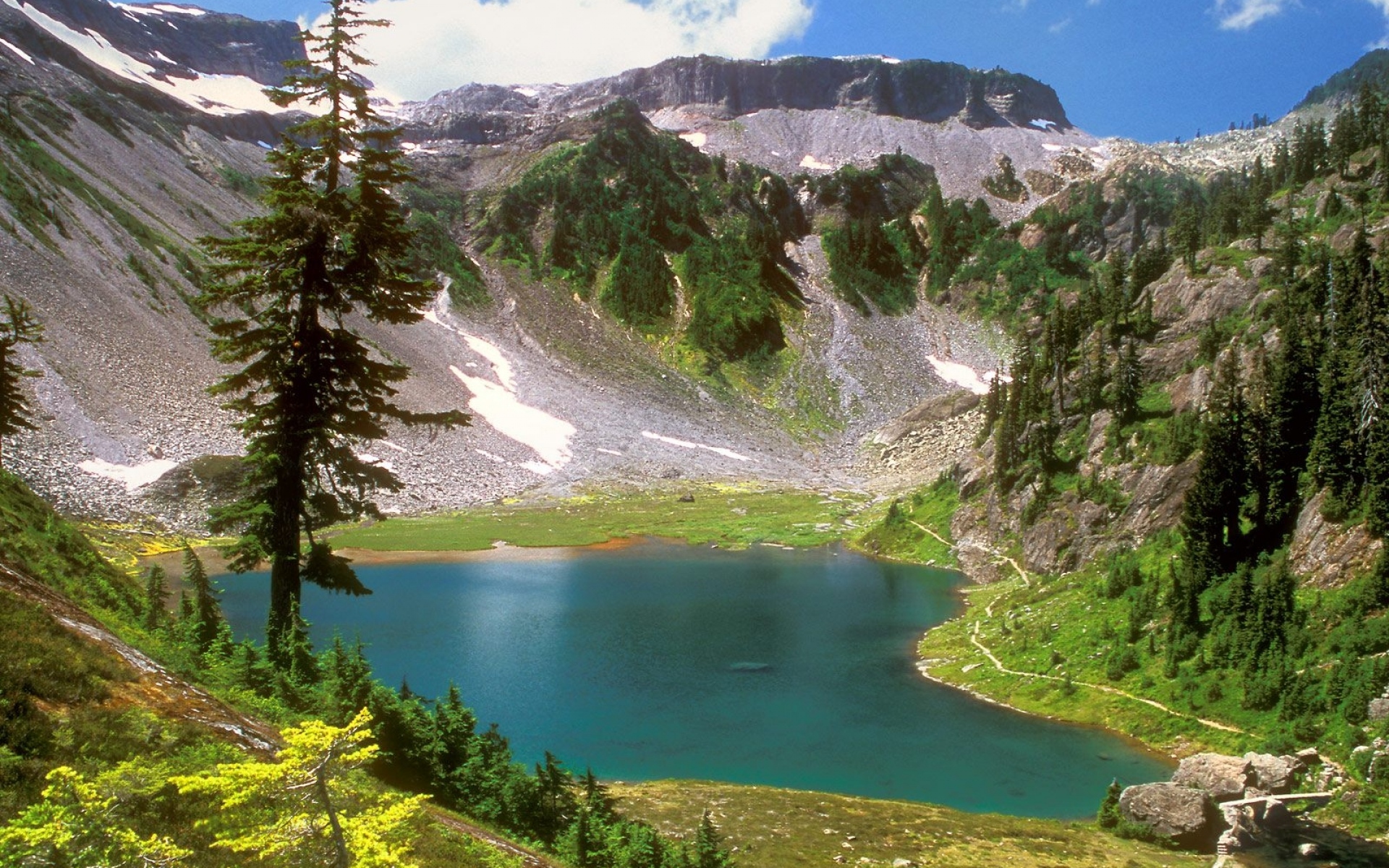 Картинки Озеро, горы, альпы, деревья фото и обои на рабочий стол