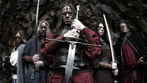 Ensiferum, воины, мечи, топор, девушка