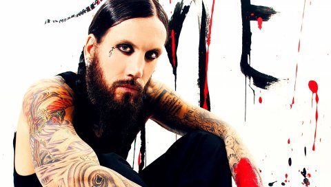 Brian welch, борода, татуировка, руки, взгляд