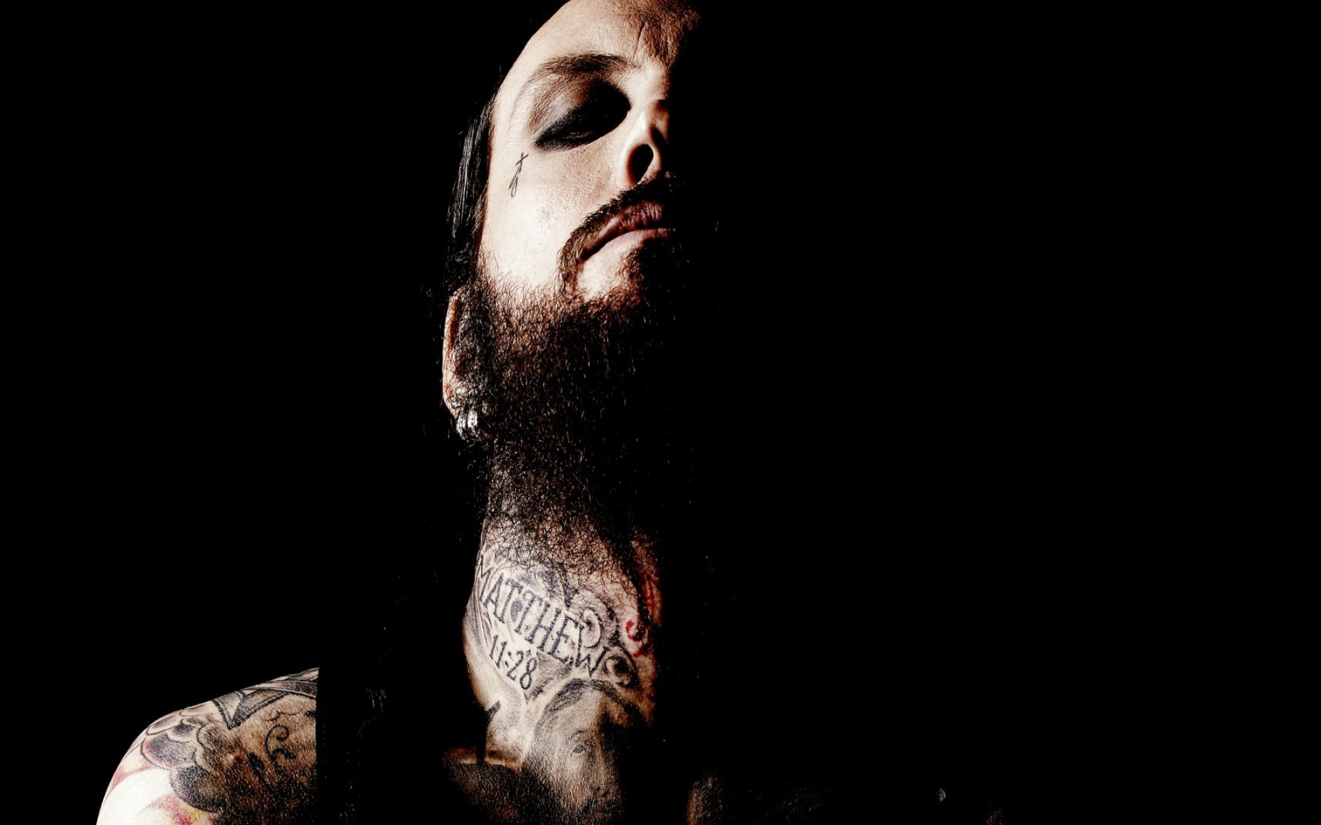 Картинки Brian welch, татуировка, шея, свет, борода фото и обои на рабочий стол