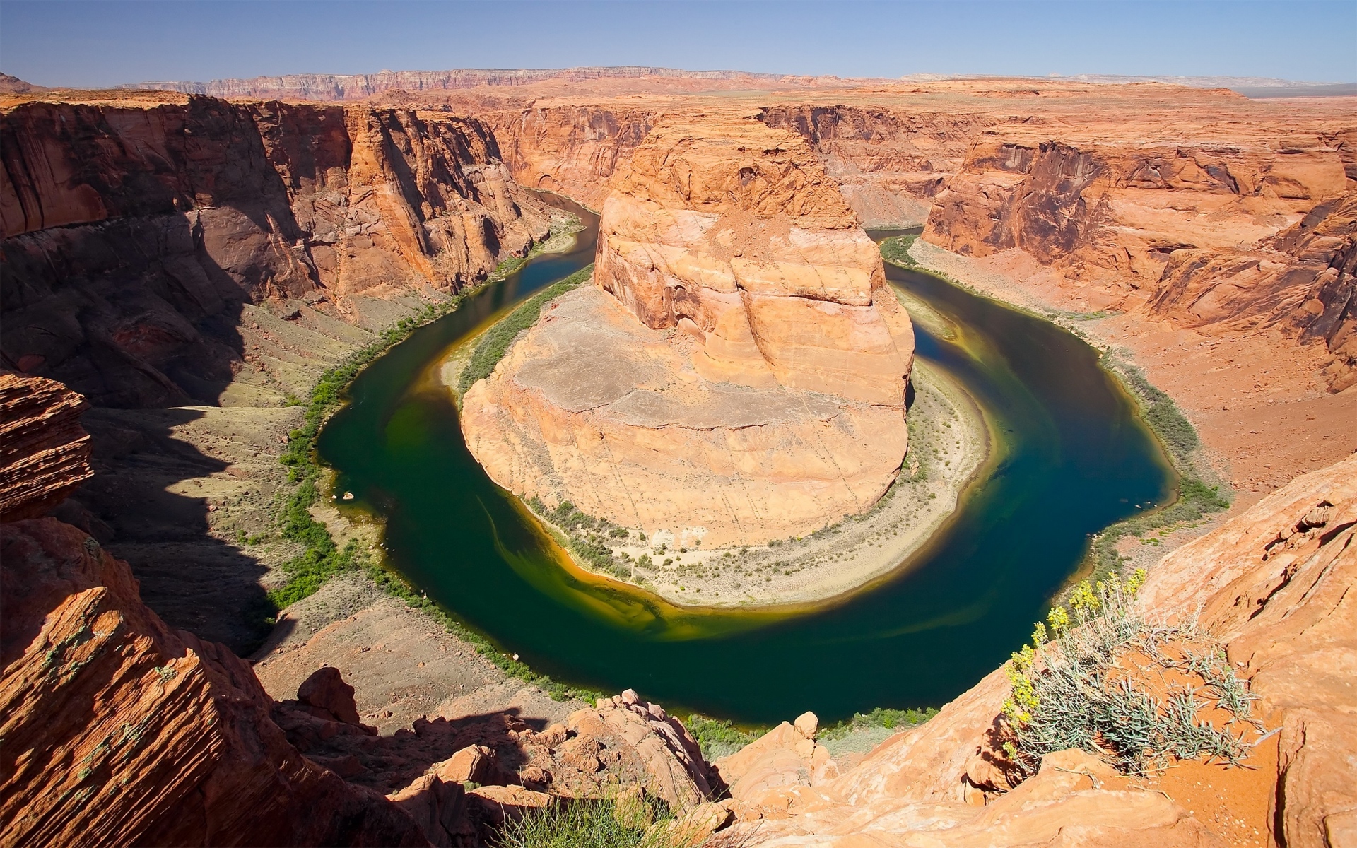 Картинки Река, круг, каньон, пустыня, вода фото и обои на рабочий стол