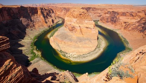 Река, круг, каньон, пустыня, вода