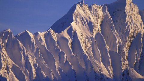 Аляска, горы, снег, верх, тени