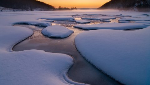 Снег, река, лед, холод, зима, вода