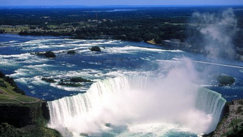 Niagara падает, туман, вода, высота, поток, люди