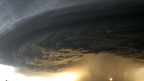 Торнадо, небо, воронка, дорога, поле