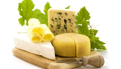Сыр, сорта, нож, ломтики, зелень, плесень