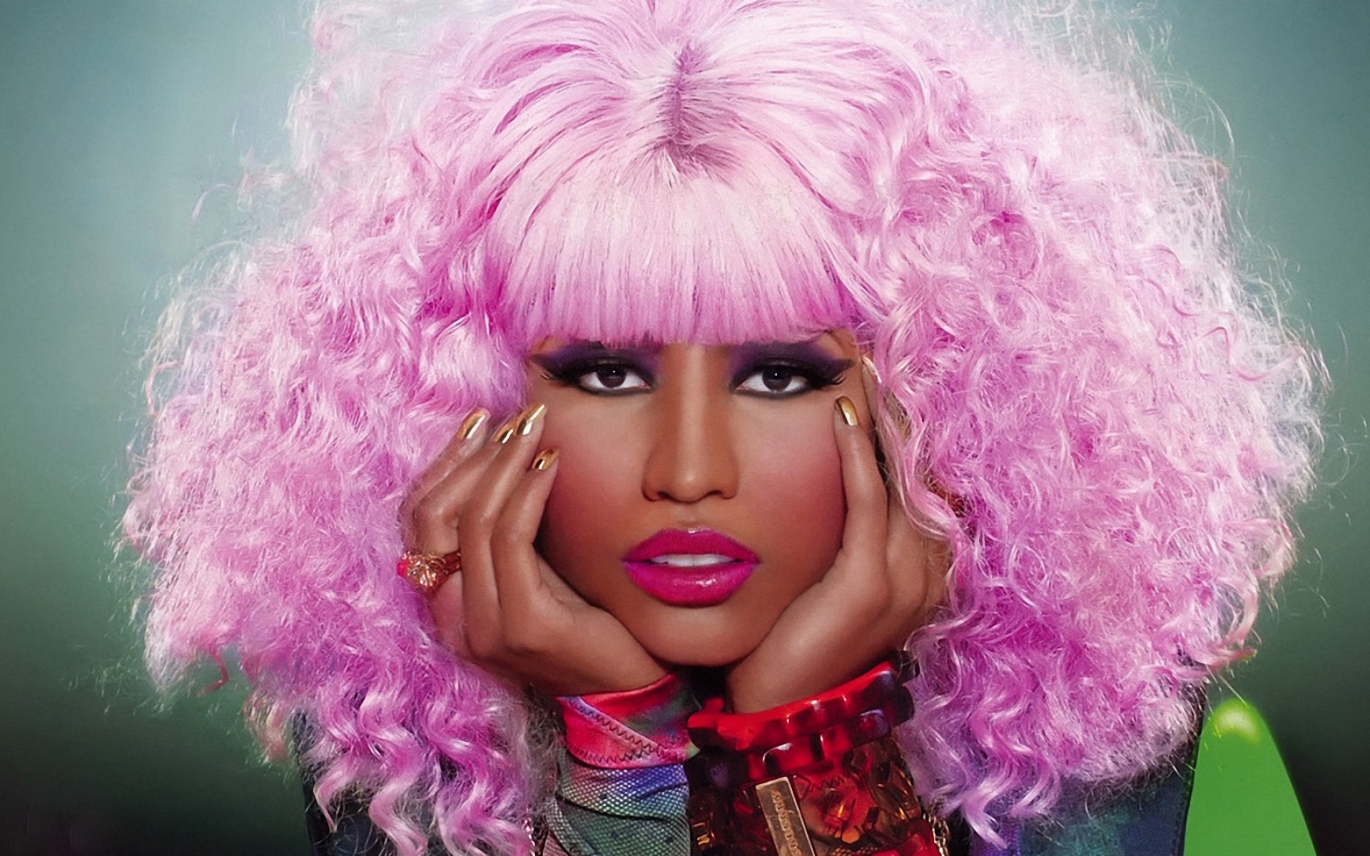Картинки Nicki minaj, стрижка, розовый, лицо, макияж фото и обои на рабочий стол