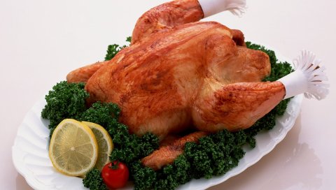 Курица, мясо, гриль, кладка, лимон, брокколи