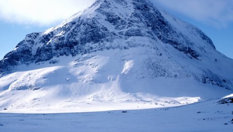 Гора, снег, верх, туман